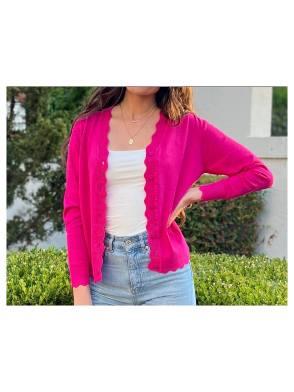 Flowy Ruffle V-Neck Cardigan - Picture 4 of 4